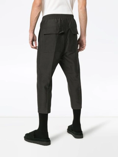 Shop Rick Owens Envelope Pocket Drawstring Cropped Trousers In Grey