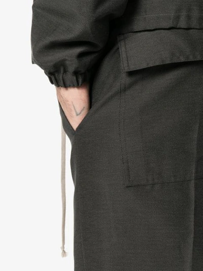 Shop Rick Owens Envelope Pocket Drawstring Cropped Trousers In Grey
