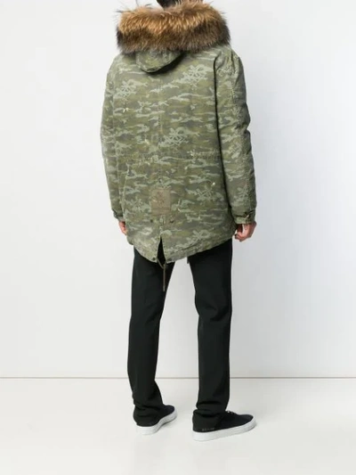 Shop Mr & Mrs Italy Camouflage Print Parka Coat In Green