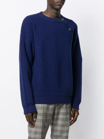 Shop Lanvin Ribbed Knit Sweatshirt In Blue