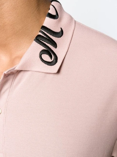 Shop Alexander Mcqueen Embroidered Signature Collar Polo Shirt In Pink