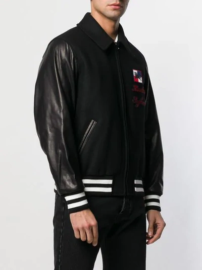 Shop Burberry Chequer Ekd Bomber Jacket In Black