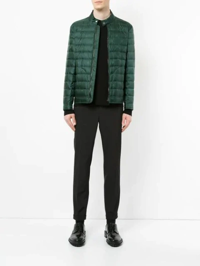 Shop Gieves & Hawkes Quilted Bomber Jacket In Green