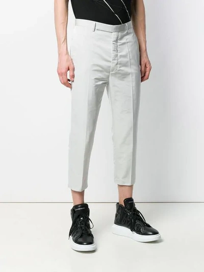 Shop Rick Owens Slim Fit Cropped Trousers In Grey