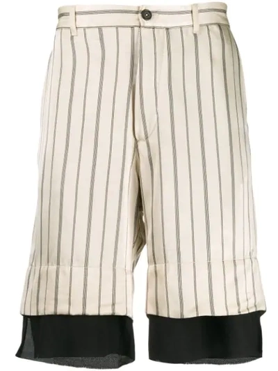 Shop Ann Demeulemeester Striped Bermuda Shorts - Neutrals