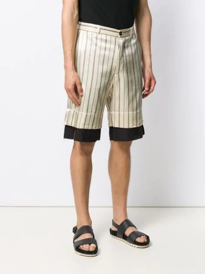 ANN DEMEULEMEESTER STRIPED BERMUDA SHORTS - 大地色