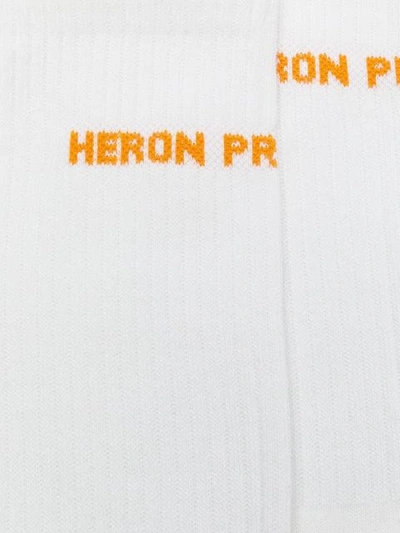 Shop Heron Preston Logo Socks In 0119 White Orange