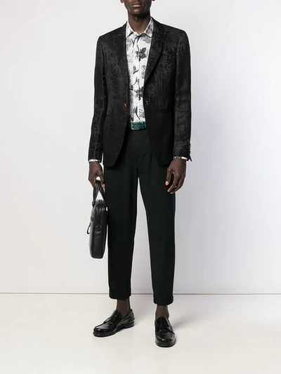 Shop Etro Printed Blazer In Black