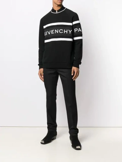 Shop Givenchy Straight Leg Logo Trousers In Black