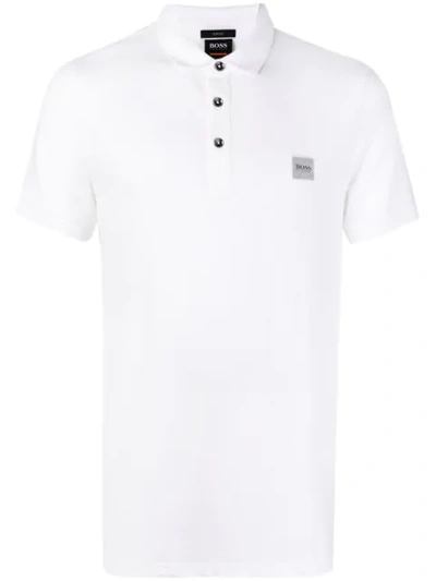 Shop Hugo Boss Embroidered Logo Polo Shirt In White