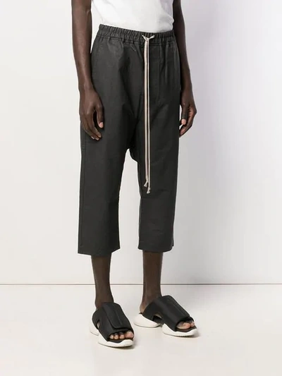 Shop Rick Owens Drawstring Cropped Trousers - Black