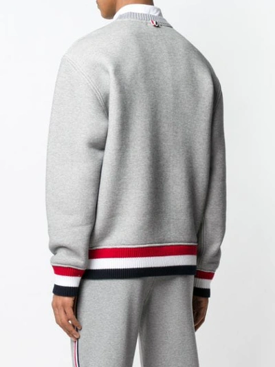 Shop Thom Browne Tricolour Hem Sweater In Grey