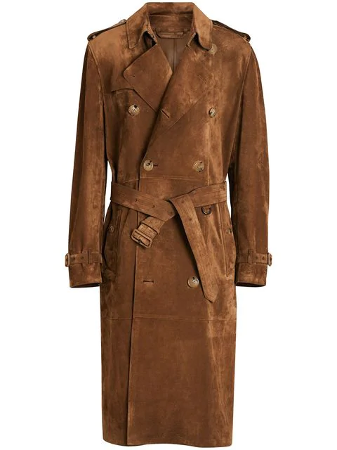 Burberry The Kensington Suede Trench Coat In Sepia Brown | ModeSens