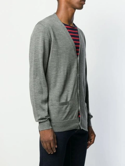 Shop Polo Ralph Lauren Embroidered Logo Cardigan In Grey