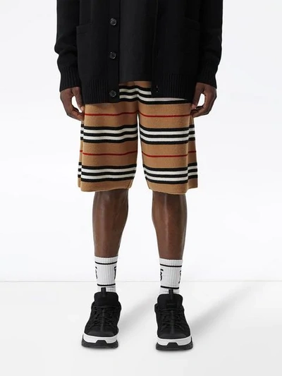 BURBERRY MONOGRAM MOTIF MERINO WOOL DRAWCORD SHORTS - 黄色