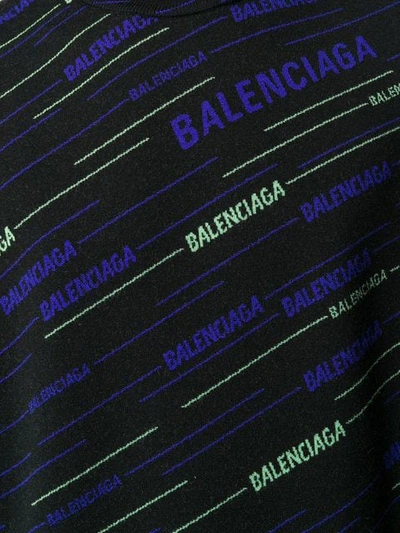 Shop Balenciaga Stripe Logo Jumper In Black