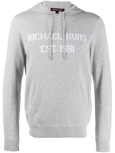 Shop Michael Michael Kors Kangaroo Pocket Hoodie In Grey