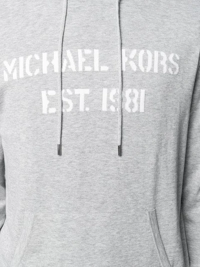 Shop Michael Michael Kors Kangaroo Pocket Hoodie In Grey