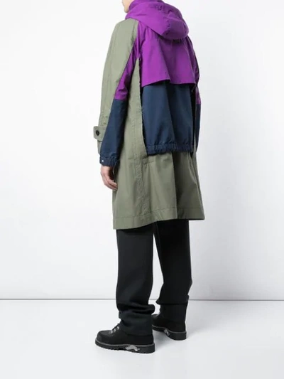 Shop Sacai Layered Trench Coat In Green