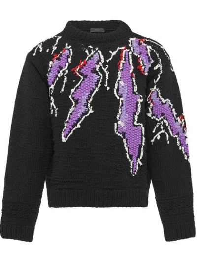 Shop Prada Embroidered Jumper In Black