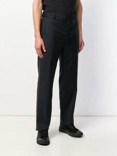 Shop Lanvin Side Stripe Trousers In Blue