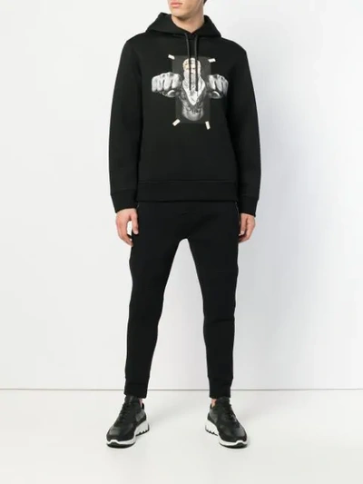 Shop Neil Barrett Printed Poster Hoodie In Black