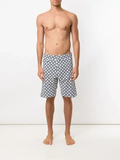 Shop Amir Slama Geometric Print Swim Shorts In Black