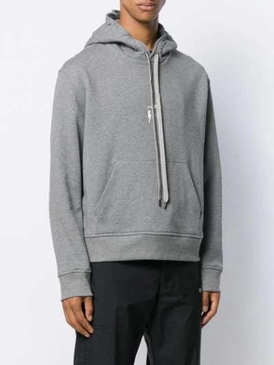 Shop Neil Barrett Lightning Bolt Print Hoodie In Grey