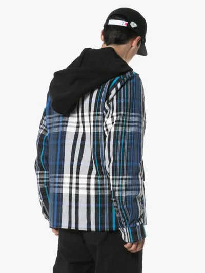 Shop Off-white Check Print Hooded Shirt Jacket In Blue