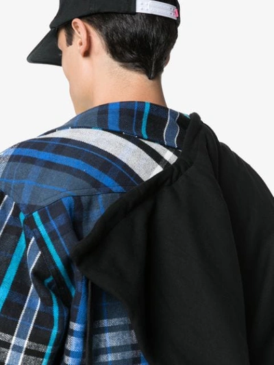Shop Off-white Check Print Hooded Shirt Jacket In Blue