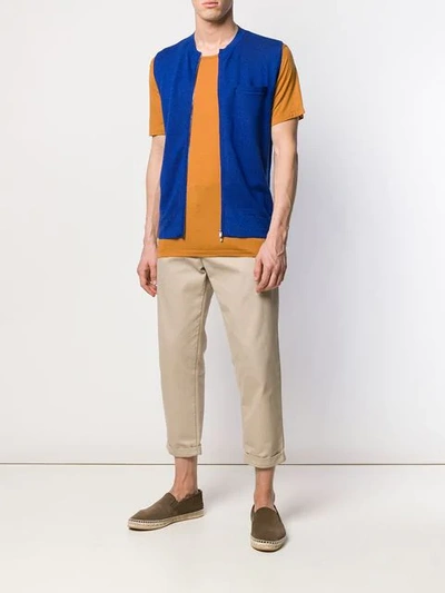 Shop N.peal Zipped Knit Waistcoat In Blue