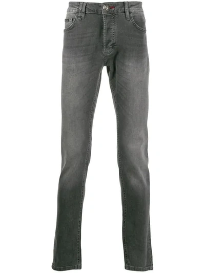 Shop Philipp Plein Original Super Straight Cut Jeans In Grey