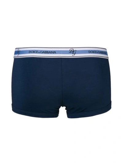 Shop Dolce & Gabbana Logo Fitted Boxers In Blue