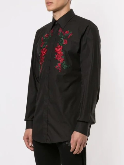 Shop Dolce & Gabbana Rose Patch Shirt In N0000 Black