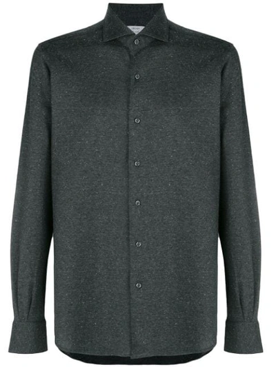 Shop Orian Mélange Button Shirt In Grey
