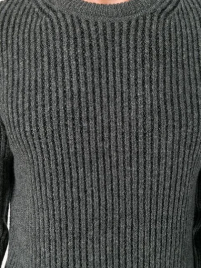 Shop Helmut Lang Ribbed Knit Sweater In Grey