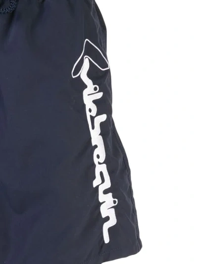 Shop Vilebrequin Side Logo Swim Shorts In Blue