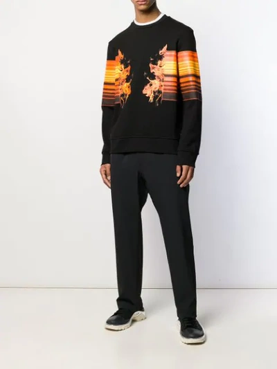 Shop Neil Barrett Flame Print Sweatshirt In Black