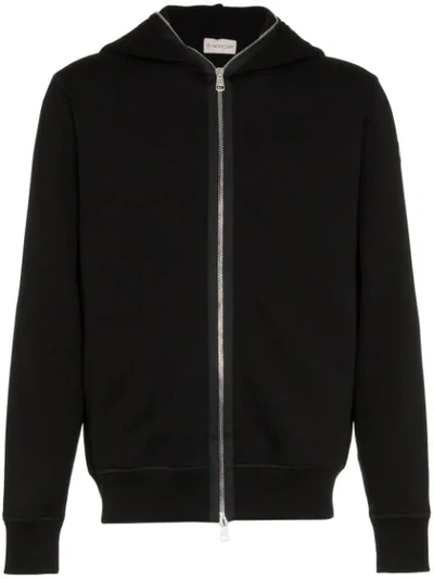 Shop Moncler Zip Hooded Sweater In Black
