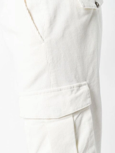 Shop Eleventy Slim Cargo Trousers In White