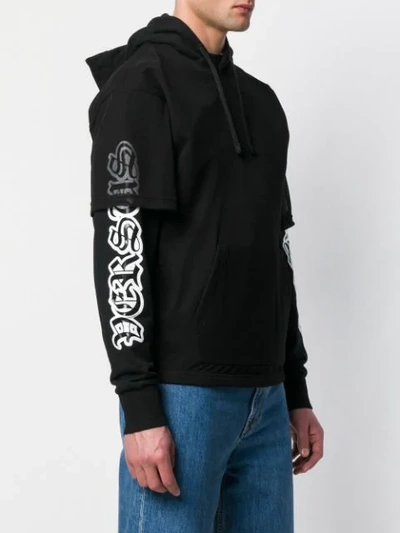 Shop Versus Logo Print Hoodie In Black