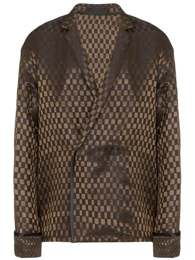 HAIDER ACKERMANN 正方形花纹超大款西装夹克 - 棕色