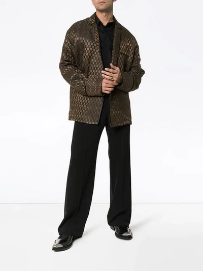 HAIDER ACKERMANN 正方形花纹超大款西装夹克 - 棕色