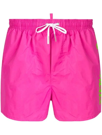 Shop Dsquared2 Logo Swim Shorts In Pink