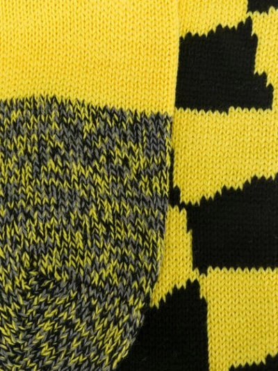 Shop Marni Checkered Knitted Socks In Yellow