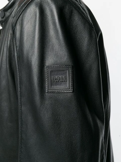 Shop Hugo Boss Zipped Biker Jacket In Black