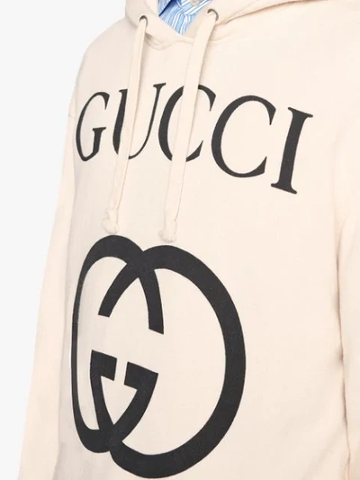 Shop Gucci Interlocking G Logo Hoodie In White