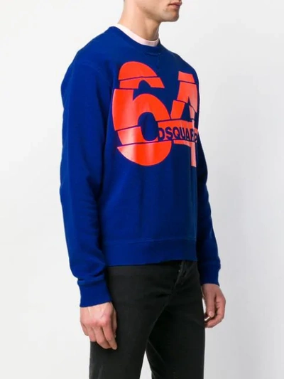 Shop Dsquared2 64 Print Sweatshirt In Blue