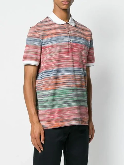 Shop Missoni Striped Polo Shirt In Green