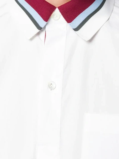 Shop Valentino Striped Trim Polo Shirt In White